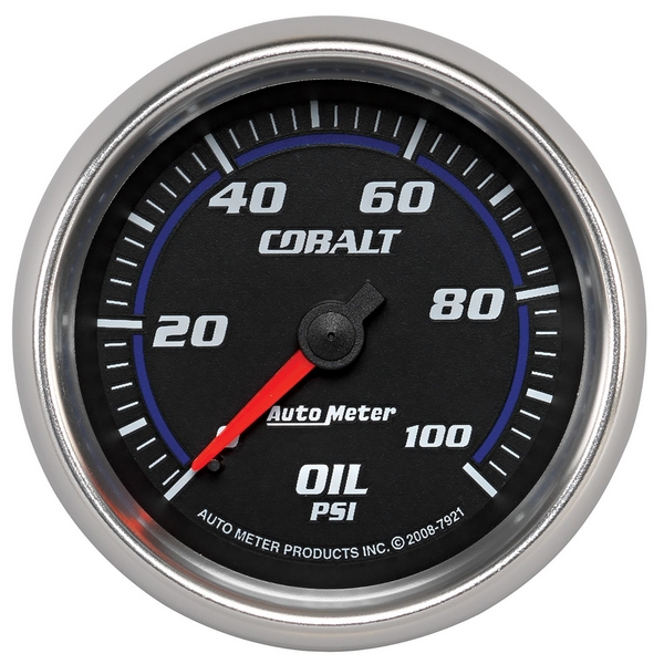 2-5/8" OIL PRESSURE, 0-100 PSI, COBALT